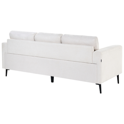Modern Beige Fabric Living Room Set With Iron Legs 3 Seater