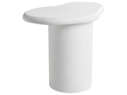 Side Table Off White Fibreglass Asymmetrical Top