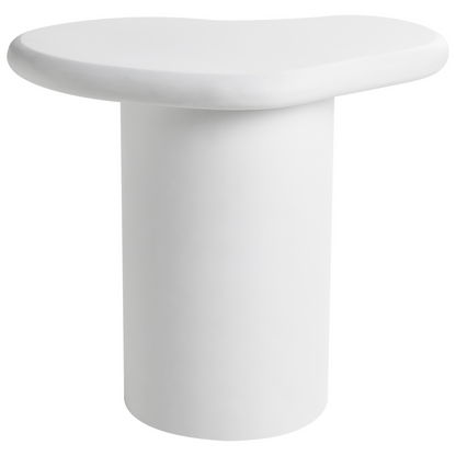 Side Table Off White Fibreglass Asymmetrical Top