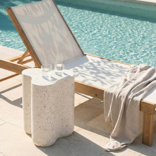 Terrazzo Side Table White Fibreglass UV Resistant