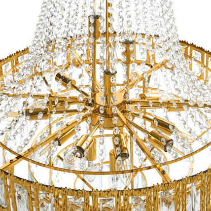 Gold Crystal Pendant Chandelier 70cm With Metal Base Glamour Dining Room Light