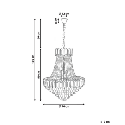 Gold Crystal Pendant Chandelier 70cm With Metal Base Glamour Dining Room Light