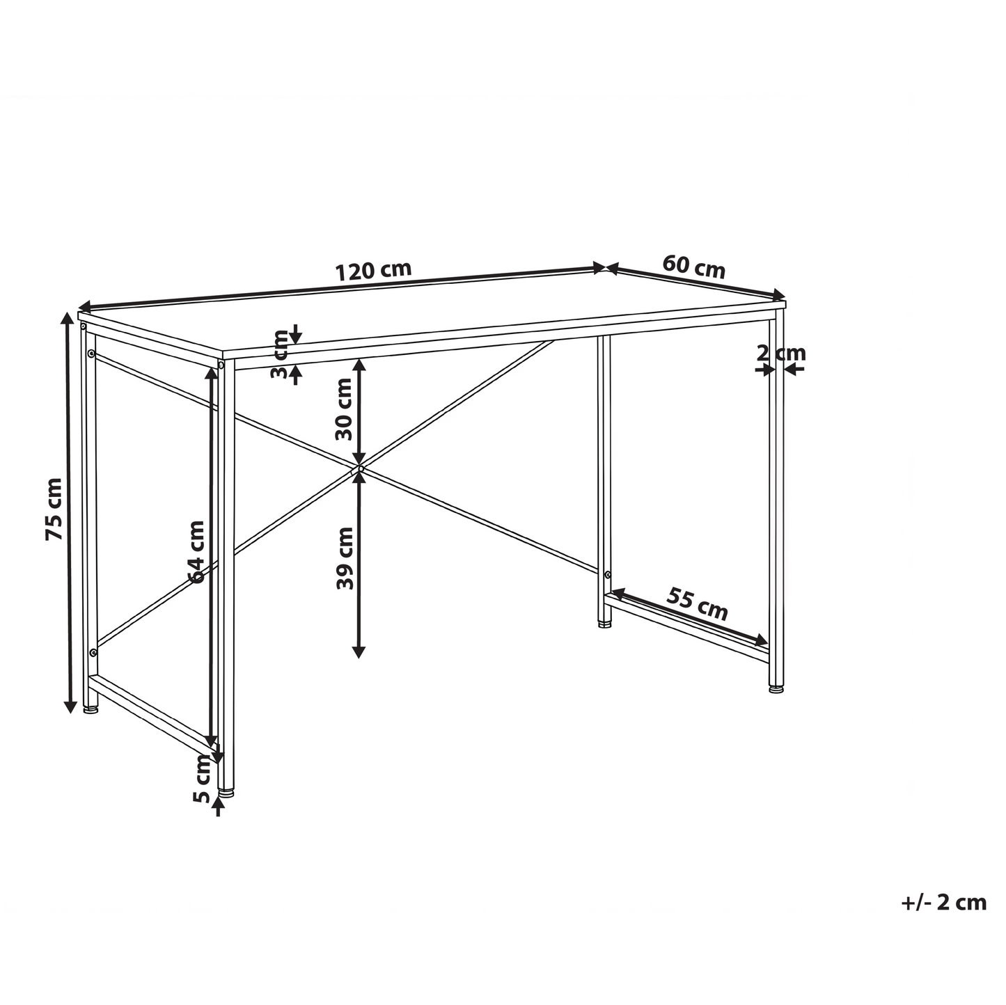 Aurora Desk White MDF Tabletop Powder Coated Iron Frame