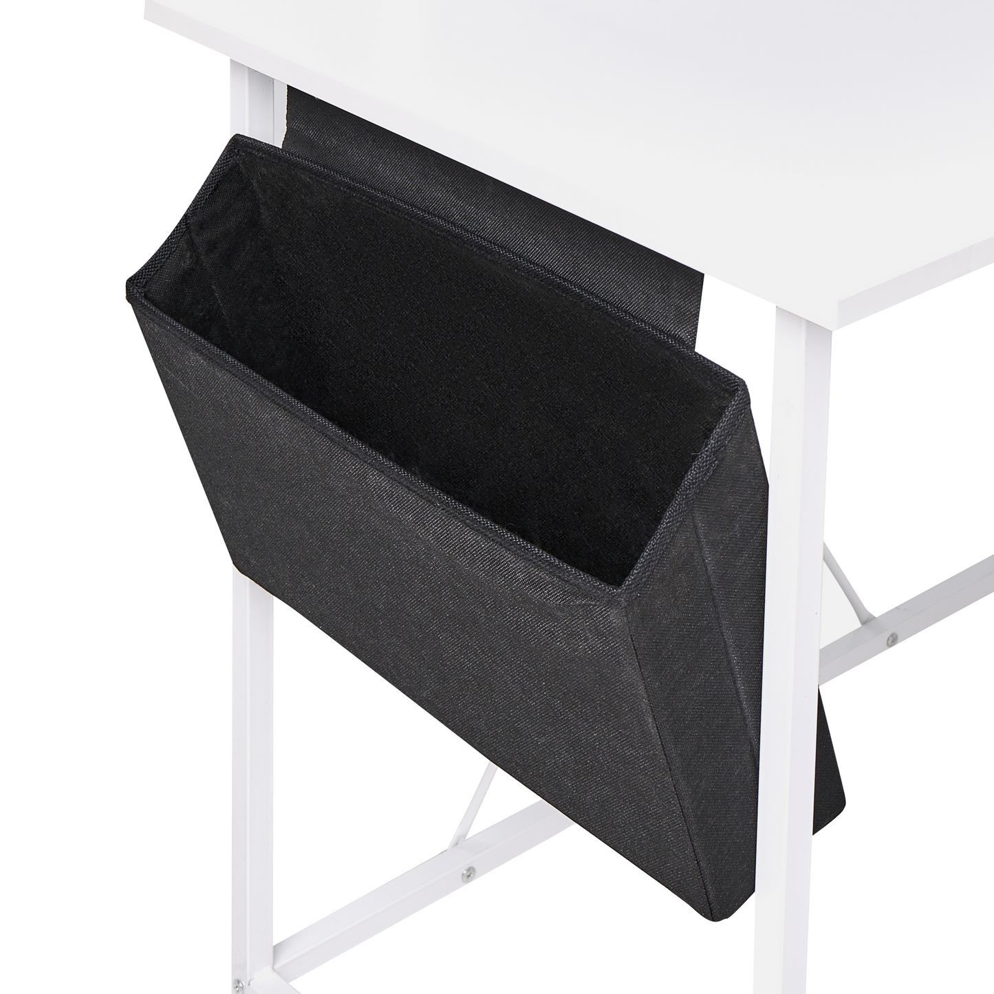 NovaLine Corner Desk White MDF Tabletop With Powder Coated Iron Legs And Side Pocket Wide Workstation Modern