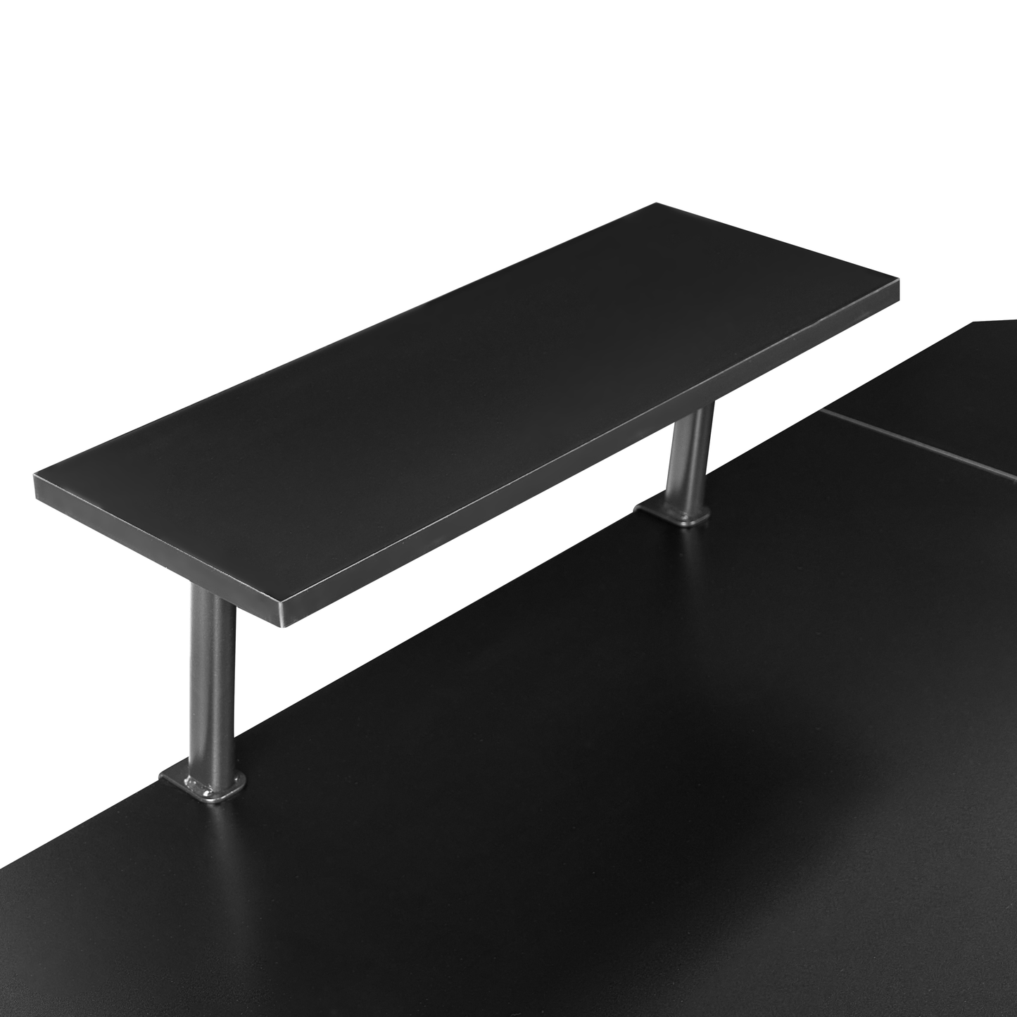 NovaDesk Corner Desk Black MDF With Side Pocket And Powder Coat Frame