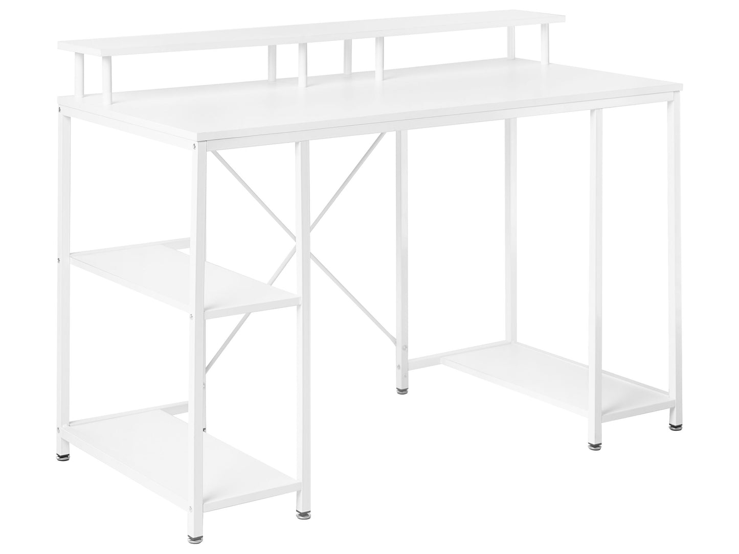 Astra Studio White Desk With MDF Tabletop Three-Shelf Iron Frame