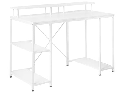 Astra Studio White Desk With MDF Tabletop Three-Shelf Iron Frame