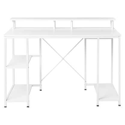 Astra Studio White Desk With MDF Tabletop Three-Shelf Iron Frame