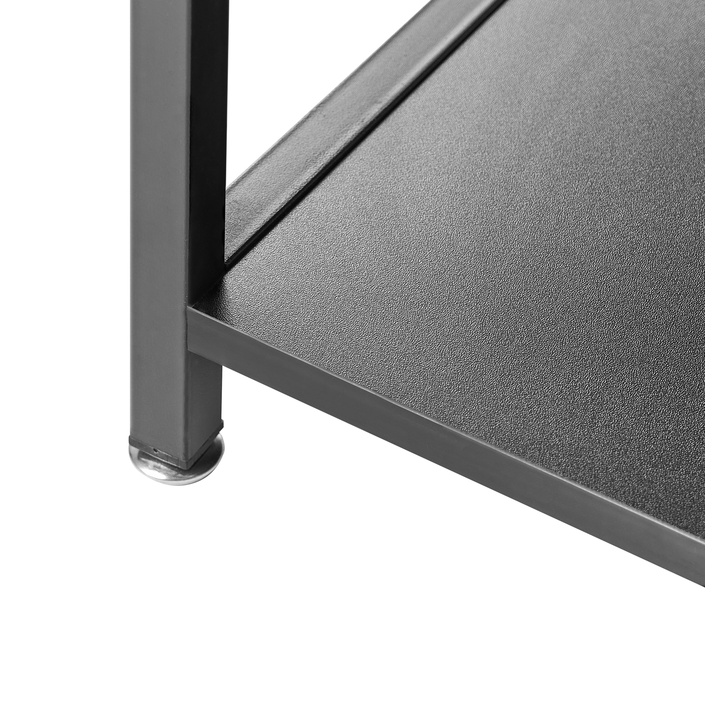 Modern Black Desk With MDF Tabletop And Powder Coated Iron Frame Three Shelves For Extra Storage