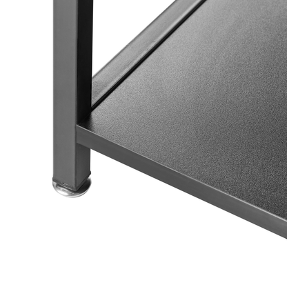 Modern Black Desk With MDF Tabletop And Powder Coated Iron Frame Three Shelves For Extra Storage
