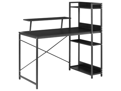 NovaDesk Home Office Desk With Iron Frame 5 Shelves Monitor Stand
