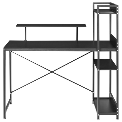 NovaDesk Home Office Desk With Iron Frame 5 Shelves Monitor Stand
