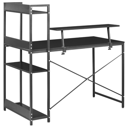 NovaDesk Home Office Desk With Iron Frame 5 Shelves Monitor Stand