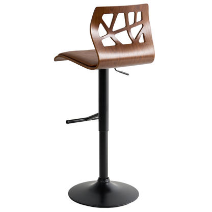 Living Set Of 2 Dark Brown Faux Leather Bar Stools With Black Legs Swivel Gas Lift Adjustable Height