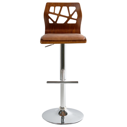 Set Of 2 Dark Brown Faux Leather Bar Stools With Gas Lift