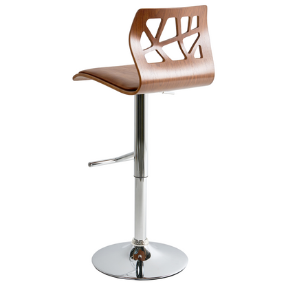 Set Of 2 Dark Brown Faux Leather Bar Stools With Gas Lift