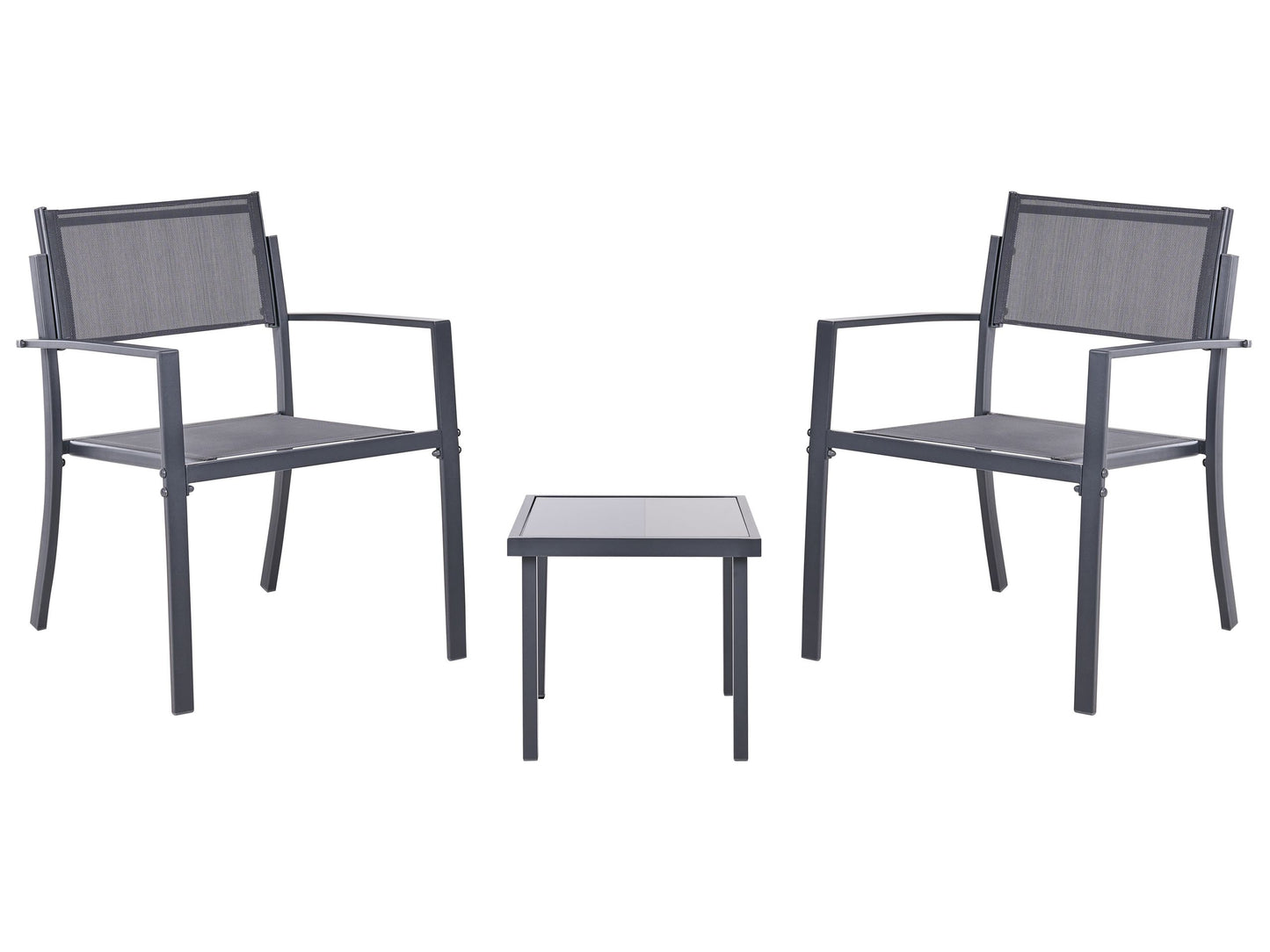 Bistro Outdoor 2 Seater Bistro Set With Dark Grey Steel And Coffee Table Rust Resistant Industrial Modern