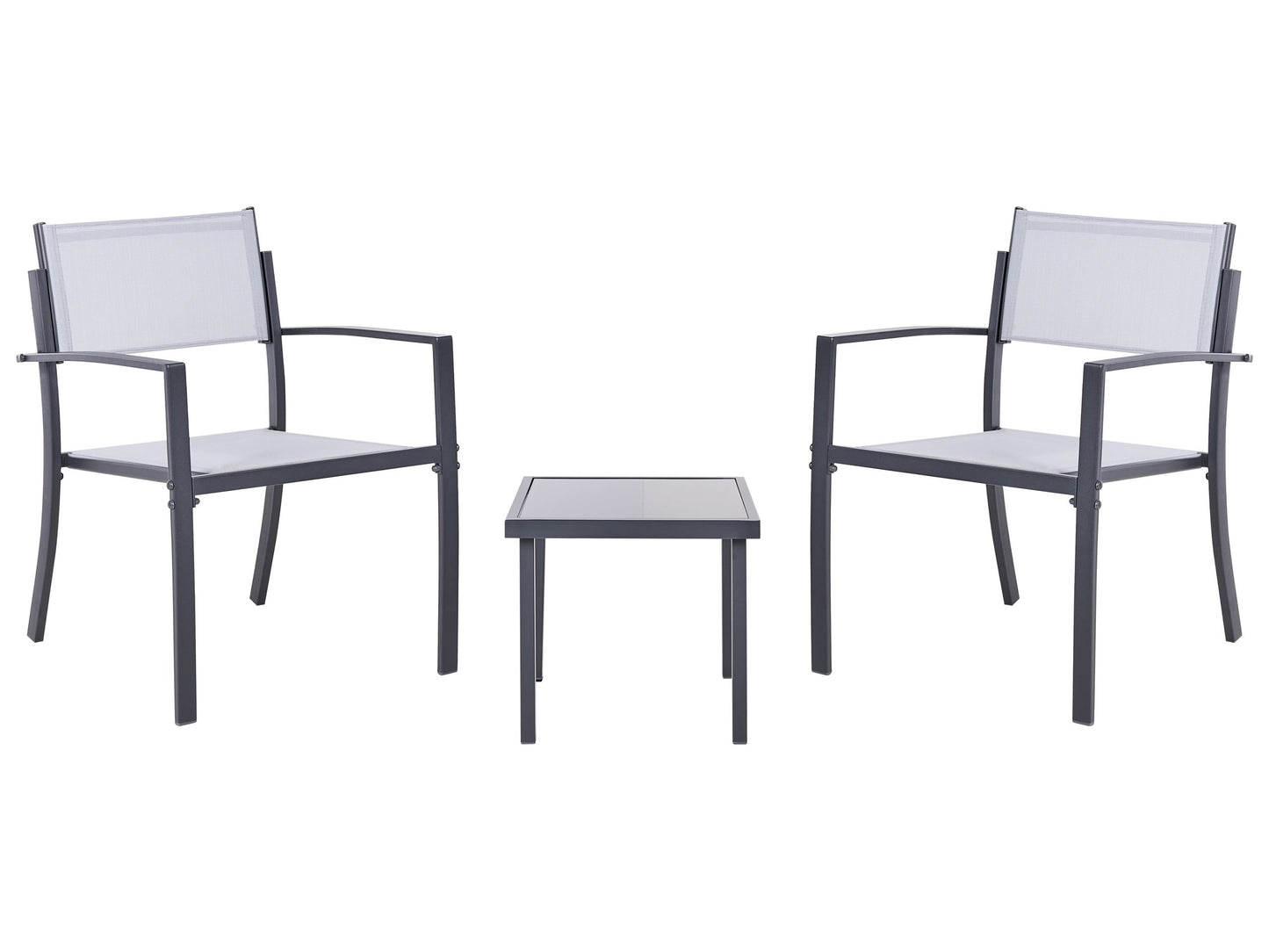 Bistro Set Grey Steel 2 Seater with Coffee Table