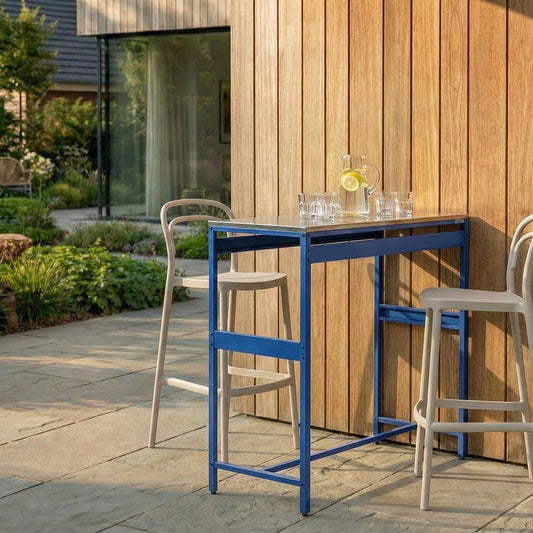Suncrest Outdoor Bar Table Blue Stainless Steel Top Garden Dining