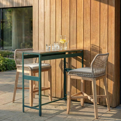 Outdoor Bar Table Green Stainless Steel Top Garden