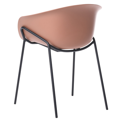 2 Pack Chairs Brown Plastic Seats Black Metal Legs