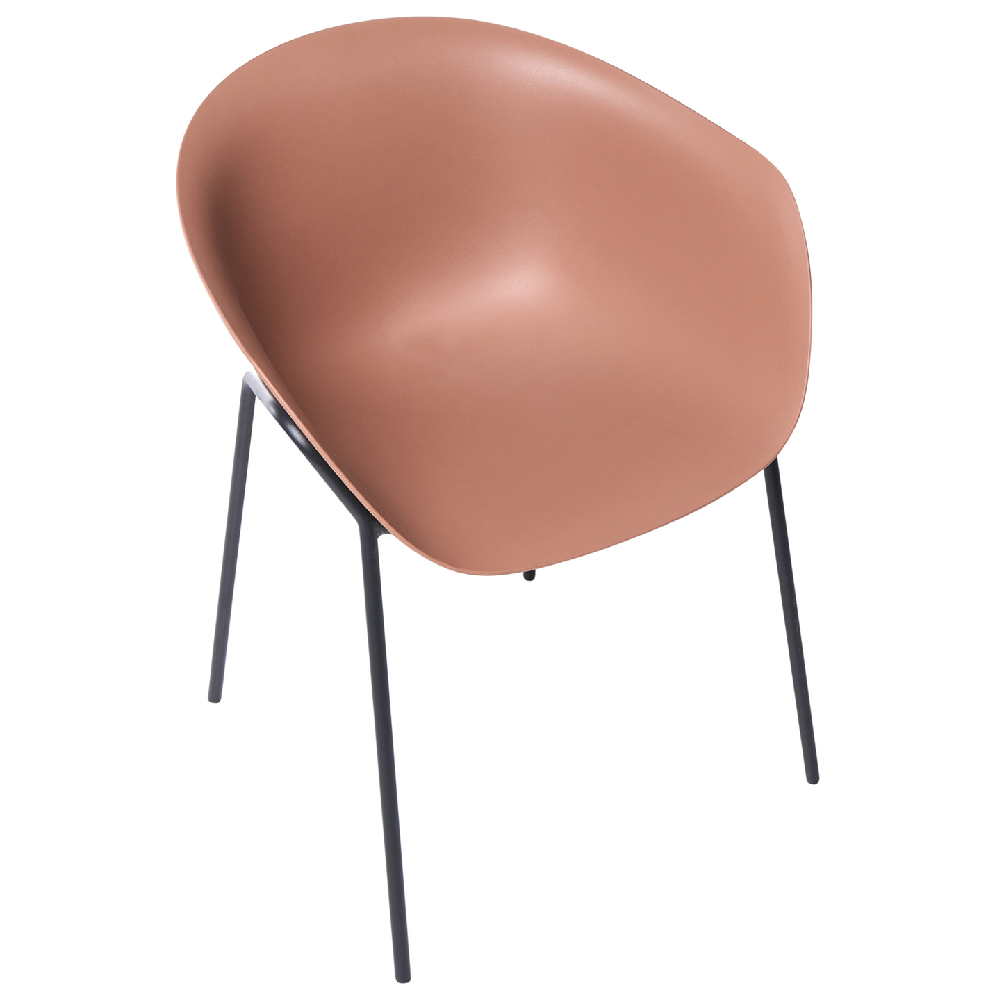 2 Pack Chairs Brown Plastic Seats Black Metal Legs
