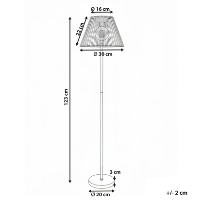 Outdoor Solar Floor Lamp Grey String Wrapped Shade