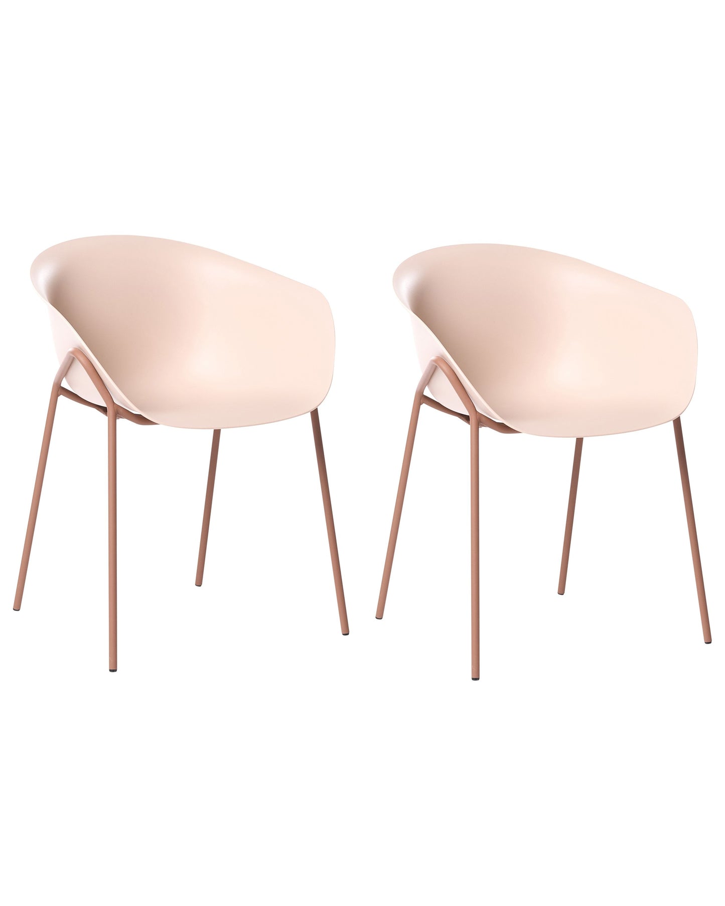 Outdoor Beige Plastic Garden Chairs Set Of 2 With Black Metal Legs All Weather