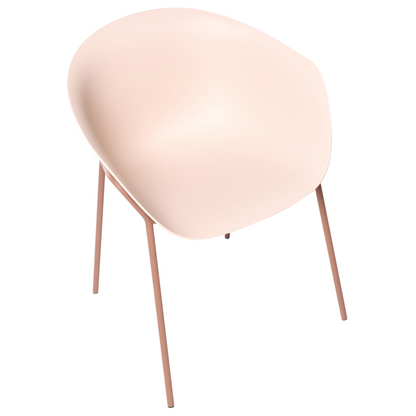 Outdoor Beige Plastic Garden Chairs Set Of 2 With Black Metal Legs All Weather