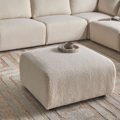 Ottoman Off White Boucle Modern Living Room