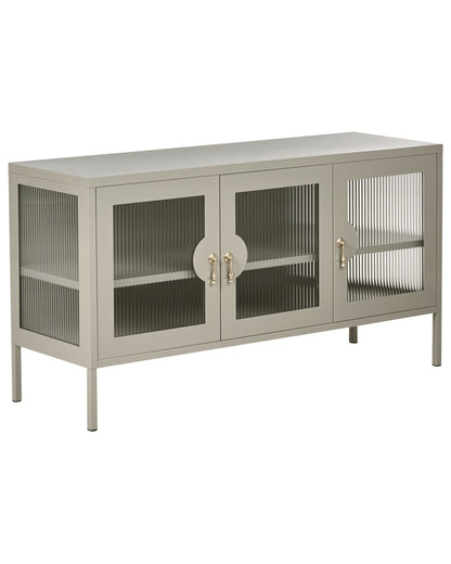Moderna Home 3 Door Sideboard Light Beige Steel Cabinet