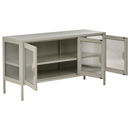 Moderna Home 3 Door Sideboard Light Beige Steel Cabinet