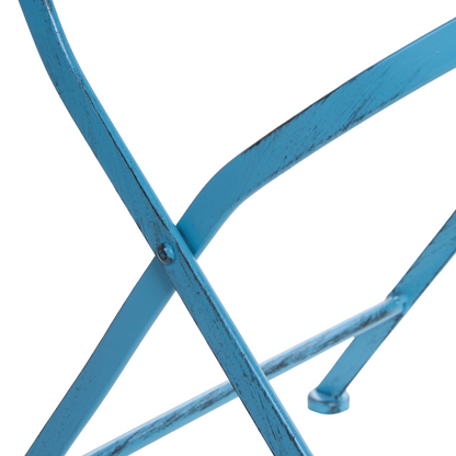 Prestige Peacock Motif Garden Chairs Set Of 2 Blue Folding Iron Frame