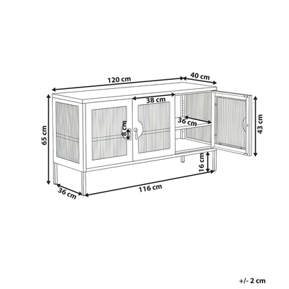 Moderna Home 3 Door Sideboard Light Beige Steel Cabinet