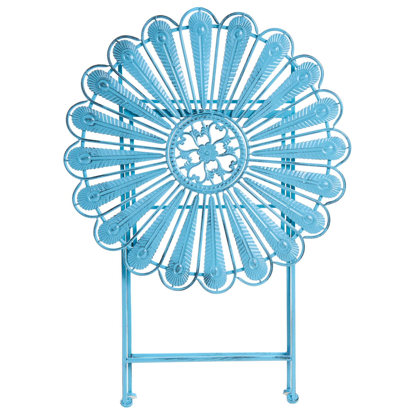 Outdoors Blue Peacock Distressed Powder Coated Bistro Table