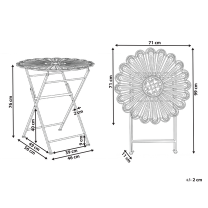 Outdoors Blue Peacock Distressed Powder Coated Bistro Table