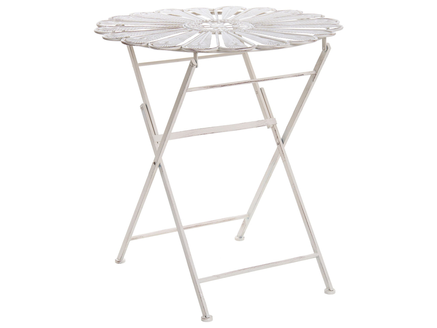 Name Outdoor Bistro Table Off White Metal Powder Coated Distressed Finish Foldable