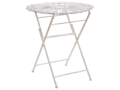 Name Outdoor Bistro Table Off White Metal Powder Coated Distressed Finish Foldable