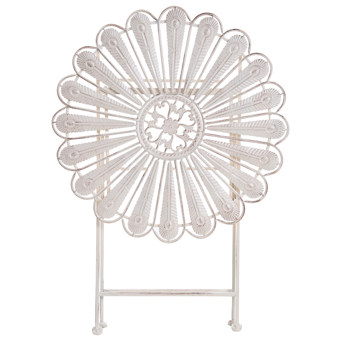 Name Outdoor Bistro Table Off White Metal Powder Coated Distressed Finish Foldable
