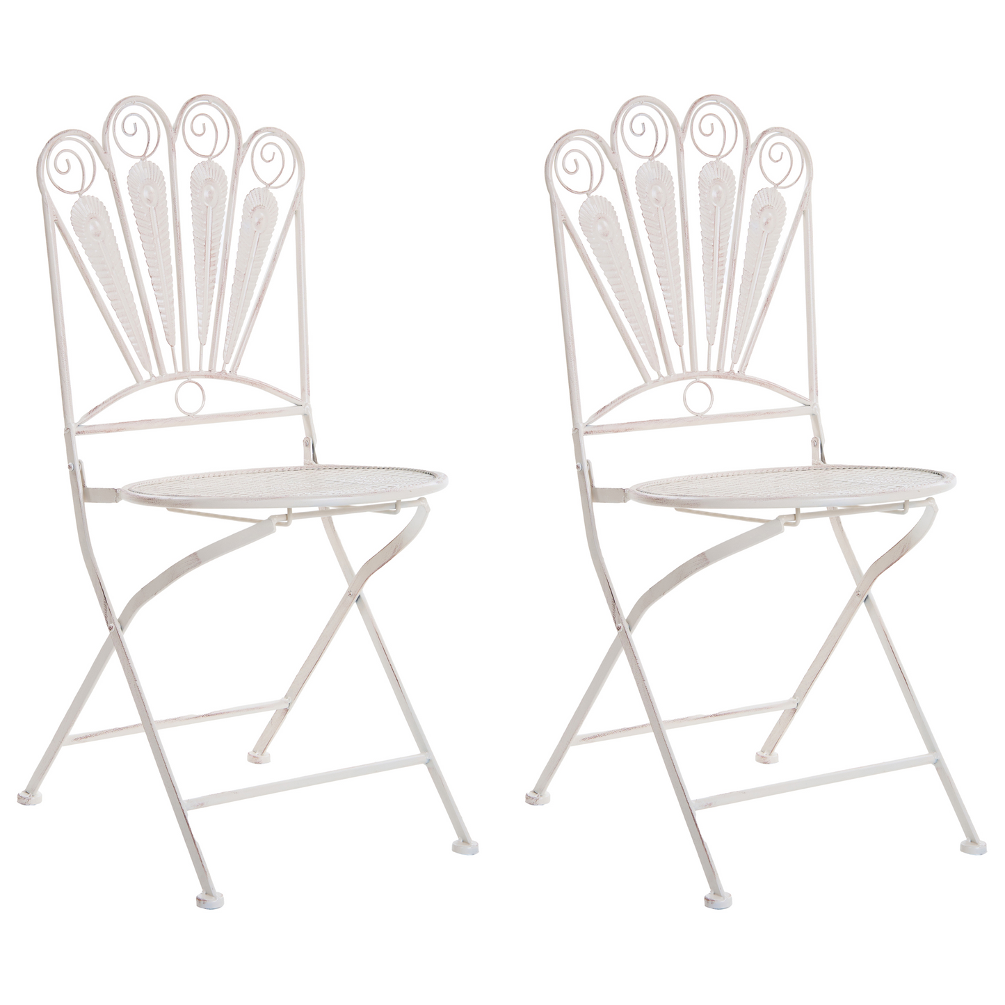 Garden Elegance Peacock Motif Bistro Set Off White Distressed Metal
