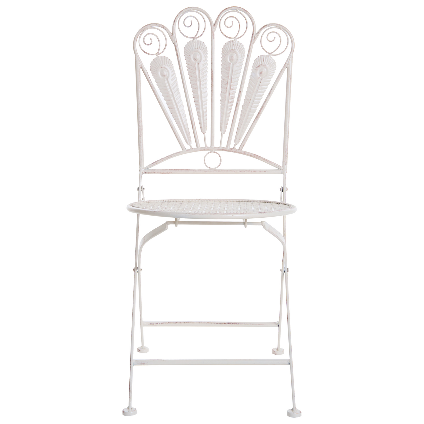 Garden Elegance Peacock Motif Bistro Set Off White Distressed Metal