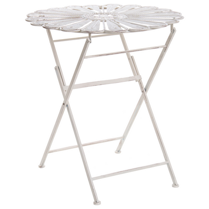 Garden Elegance Peacock Motif Bistro Set Off White Distressed Metal