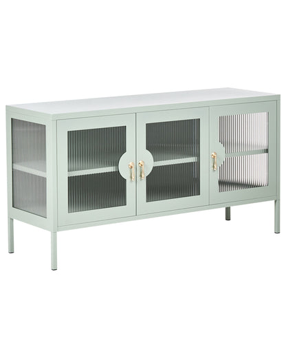 Mint Green Steel 3 Door Sideboard Office Cabinet With Industrial Shelving