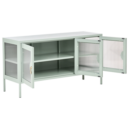 Mint Green Steel 3 Door Sideboard Office Cabinet With Industrial Shelving