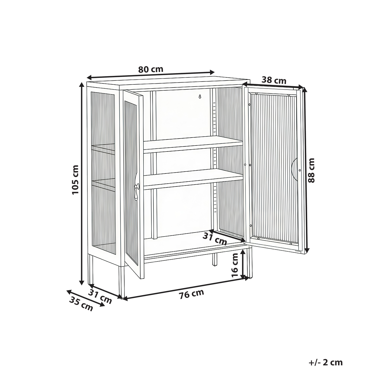 Storage Unit Light Beige Steel Office Cabinet Fluted Glass