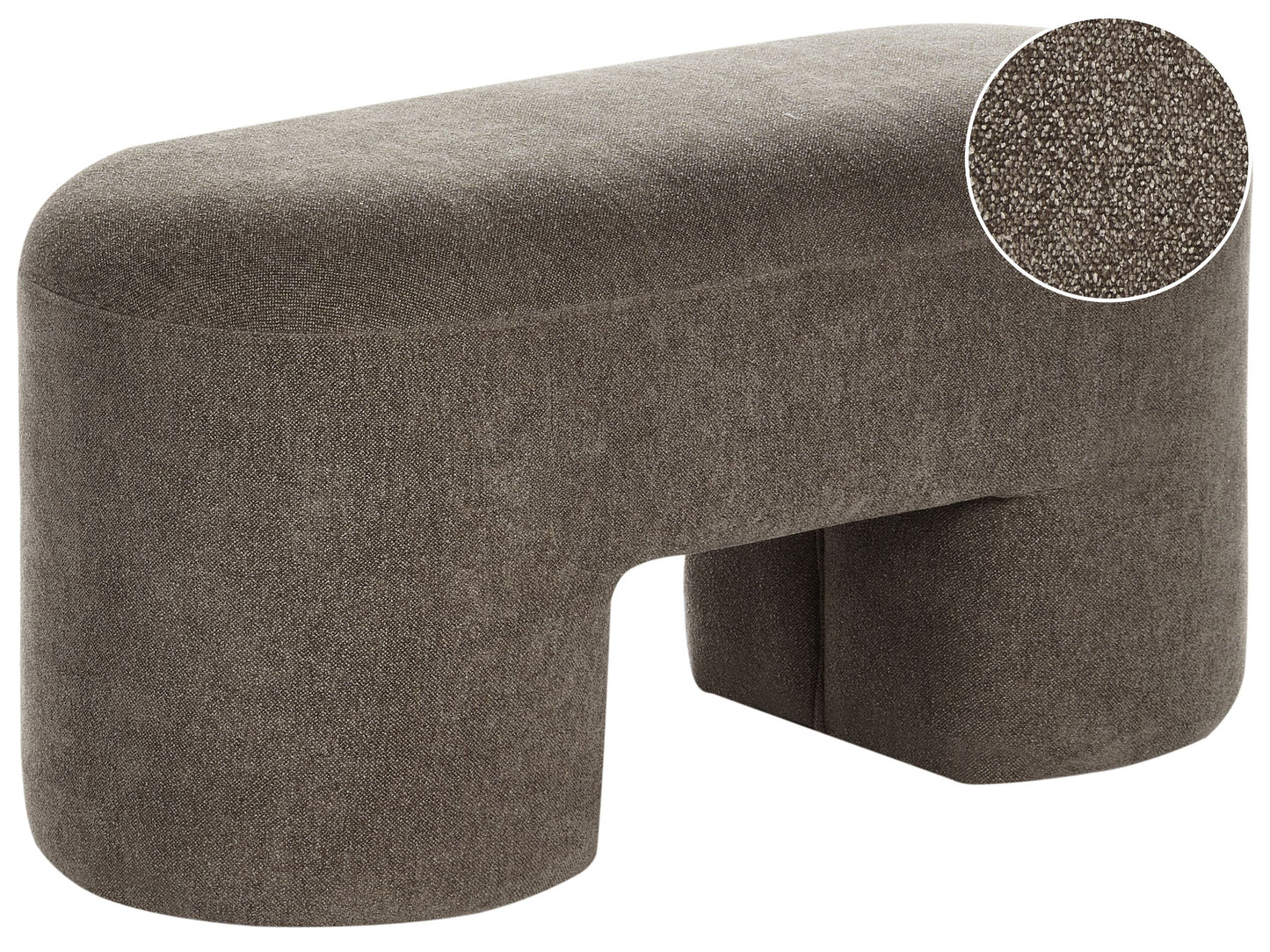 Home Boucle Bench Pouffe Brown With Wide Modern Legs