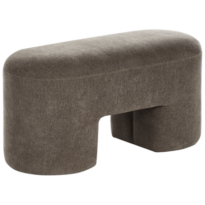 Home Boucle Bench Pouffe Brown With Wide Modern Legs