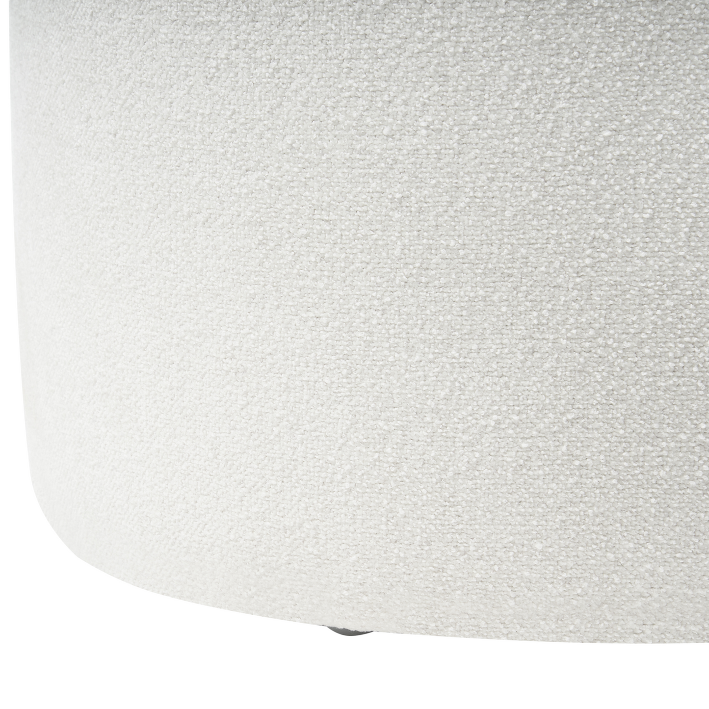 White Boucle Upholstered Bench Pouffe Wide Leg Modern Accent