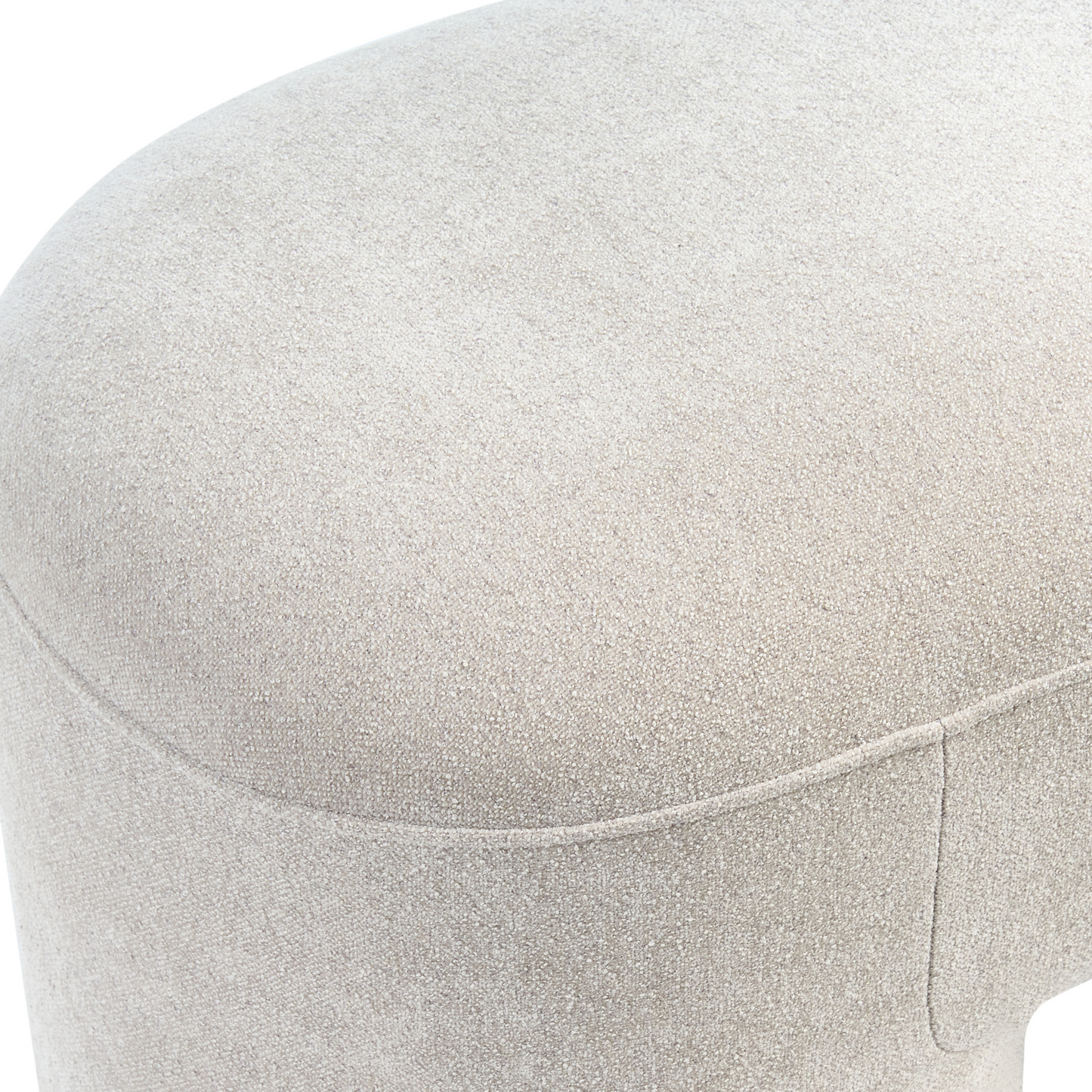 Beige Boucle Upholstered Accent Pouffe Bench With Wide Legs For Living Room And Bedroom