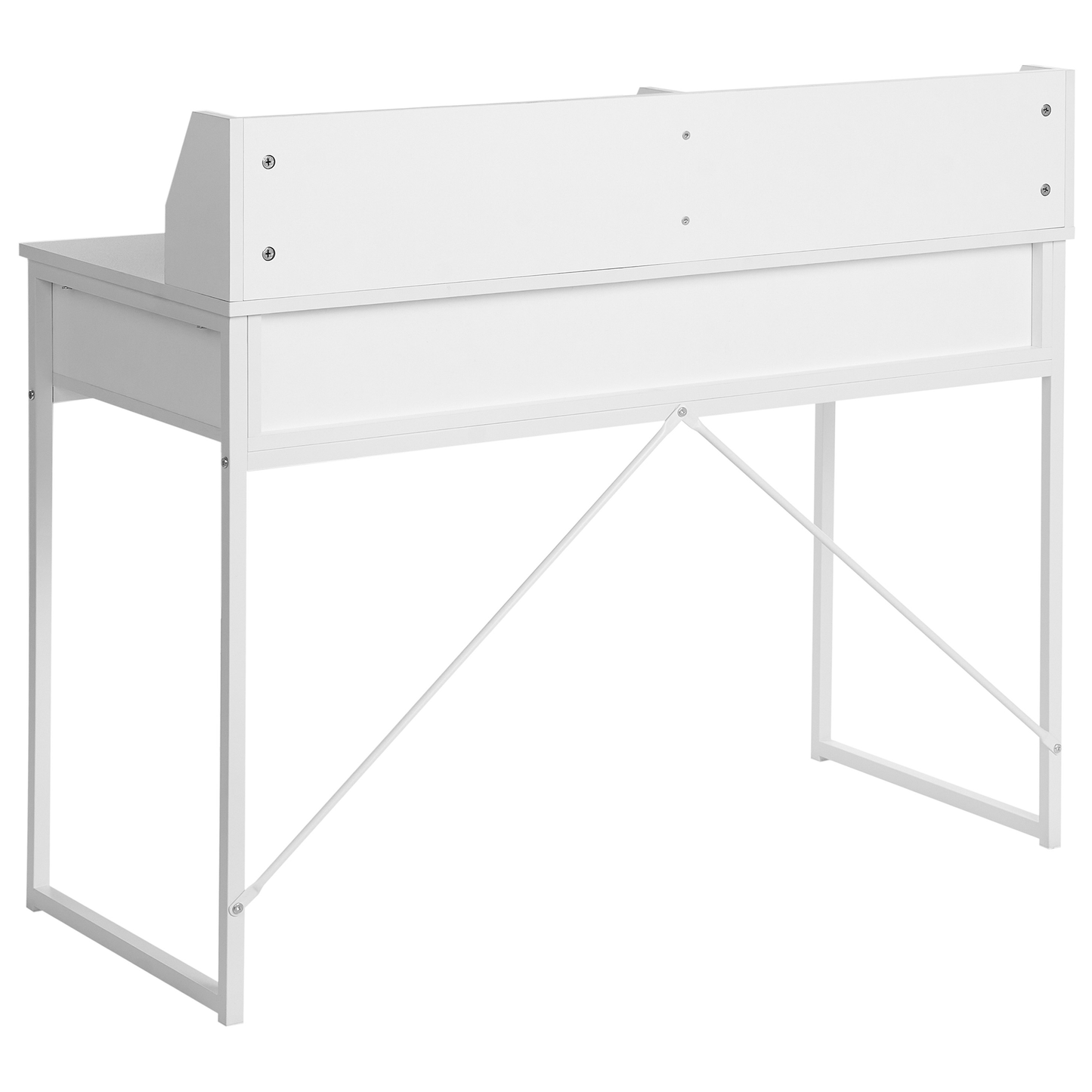 ScandiLine Office Desk White MDF And Metal Legs 110x50cm Drawer Shelf